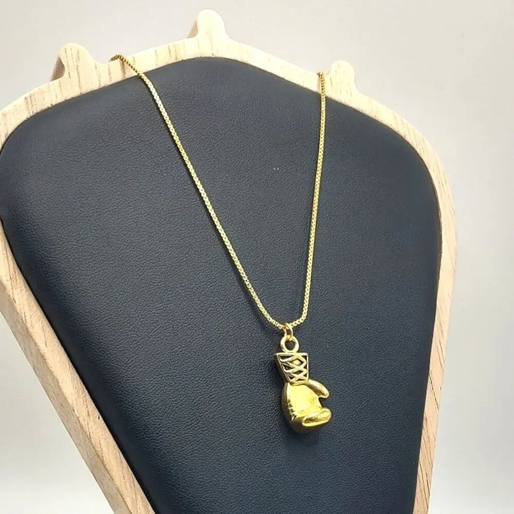 18k Gold Plated Necklace Boxing Gloves Box Chain Valentines Birthday Gift  -New!